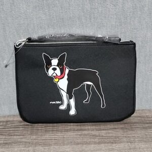 Marc Tetro Boston Terrier Dog Cosmetic Bag Black Makeup Pouch New